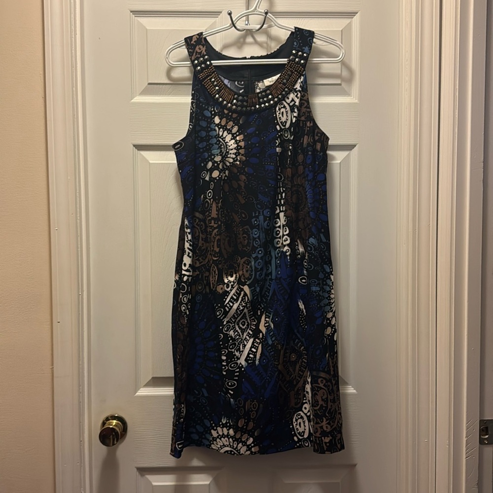 Dressbarn Size 14 Multi Colorer patterned sleeveless dress.